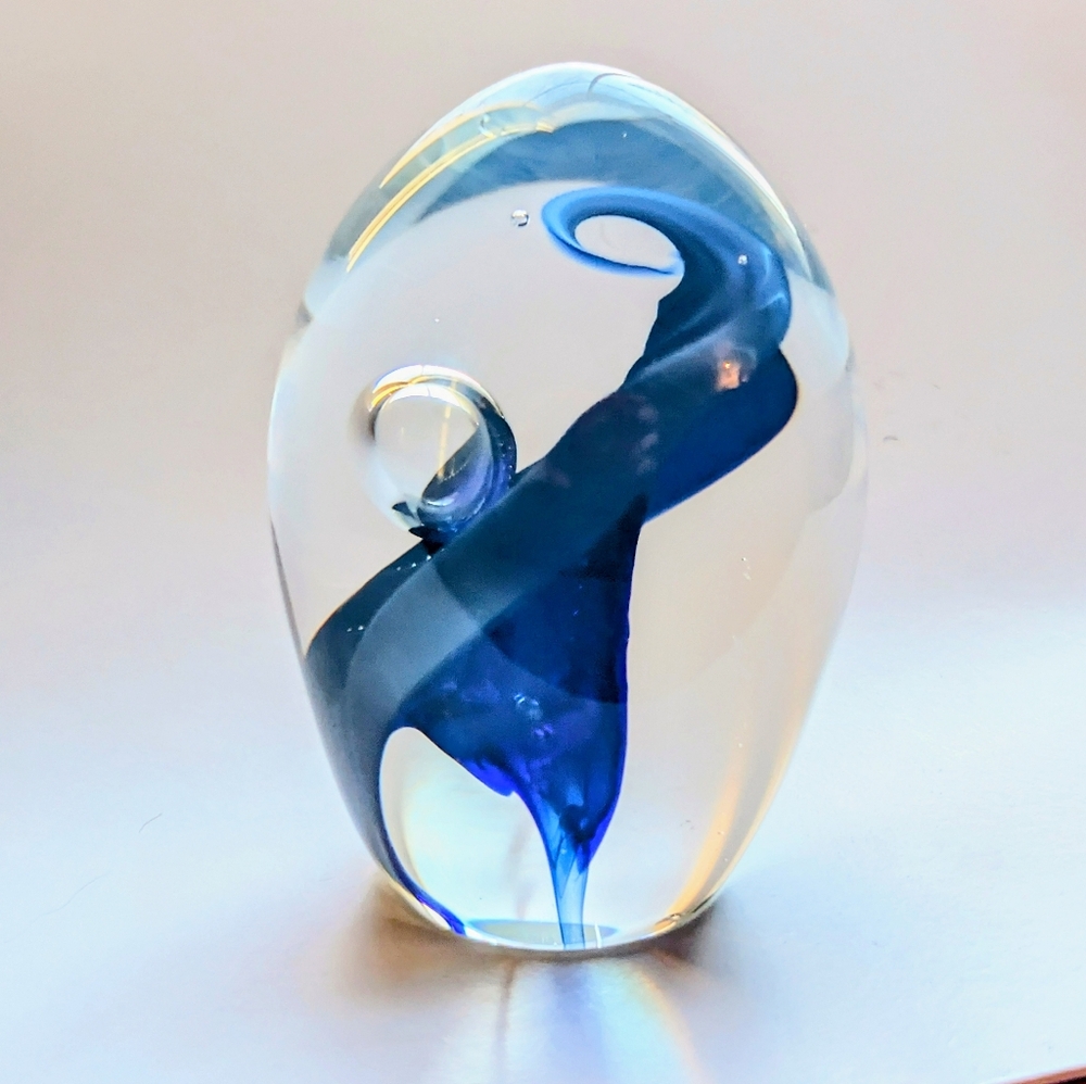 Vintage Signed Robert Burch Art Glass Calla Lilly Paperweight